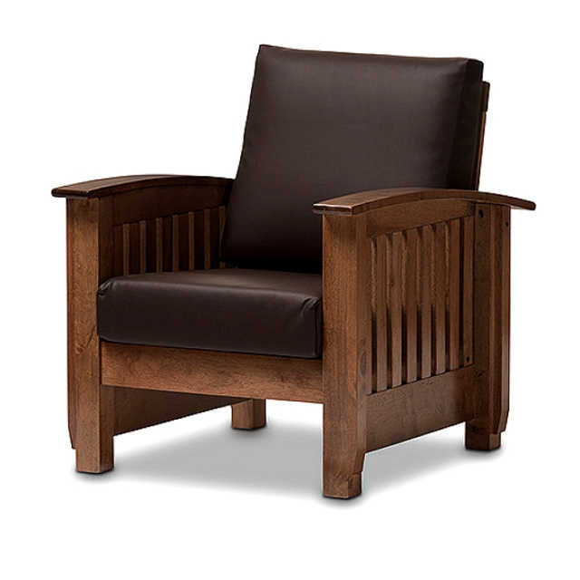 Mission Craftsman Leather Walnut Morris Chair